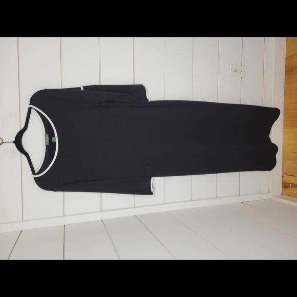 Lauren Ralph Lauren Dresses & Skirts - Vintage 90s Lauren Ralph Lauren XL black with white detailing maxi knit dress